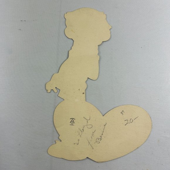 Vintage Carrington Company Valentines Card Lanky Boy Big Ears Apple Heart - Picture 2 of 8